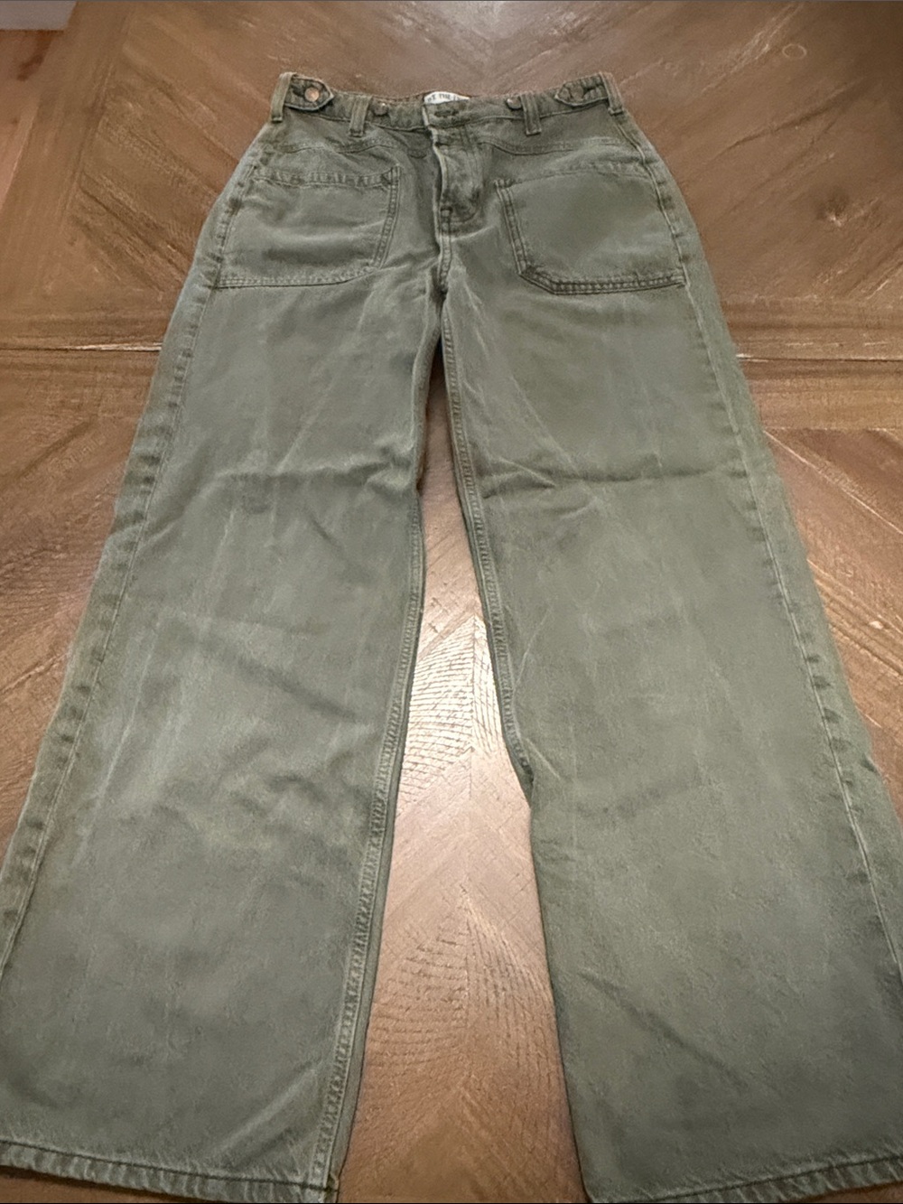 We The Free Olive Green Wide-Leg Utility Jeans